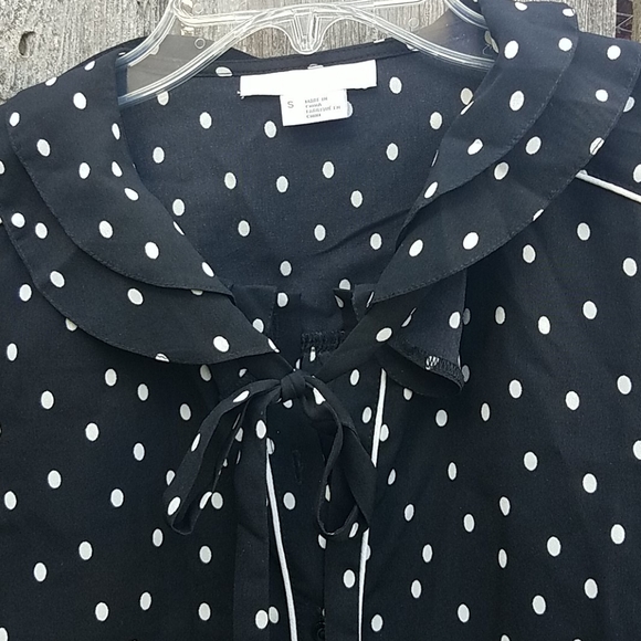 Cooperative Black and White Polka Dot Blouse Small - Picture 3 of 10